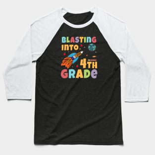 Blasting Into 4th Grade Rocket Ship Back To School Cute Baseball T-Shirt